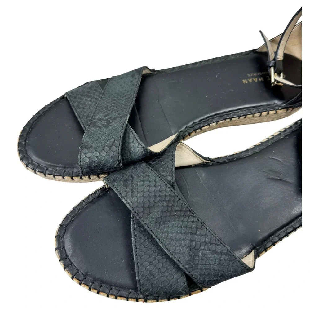 Cole‎ Haan Pinch Maine Cloudfeel Espadrille Flat Sandals Women 10.5 Black Casual